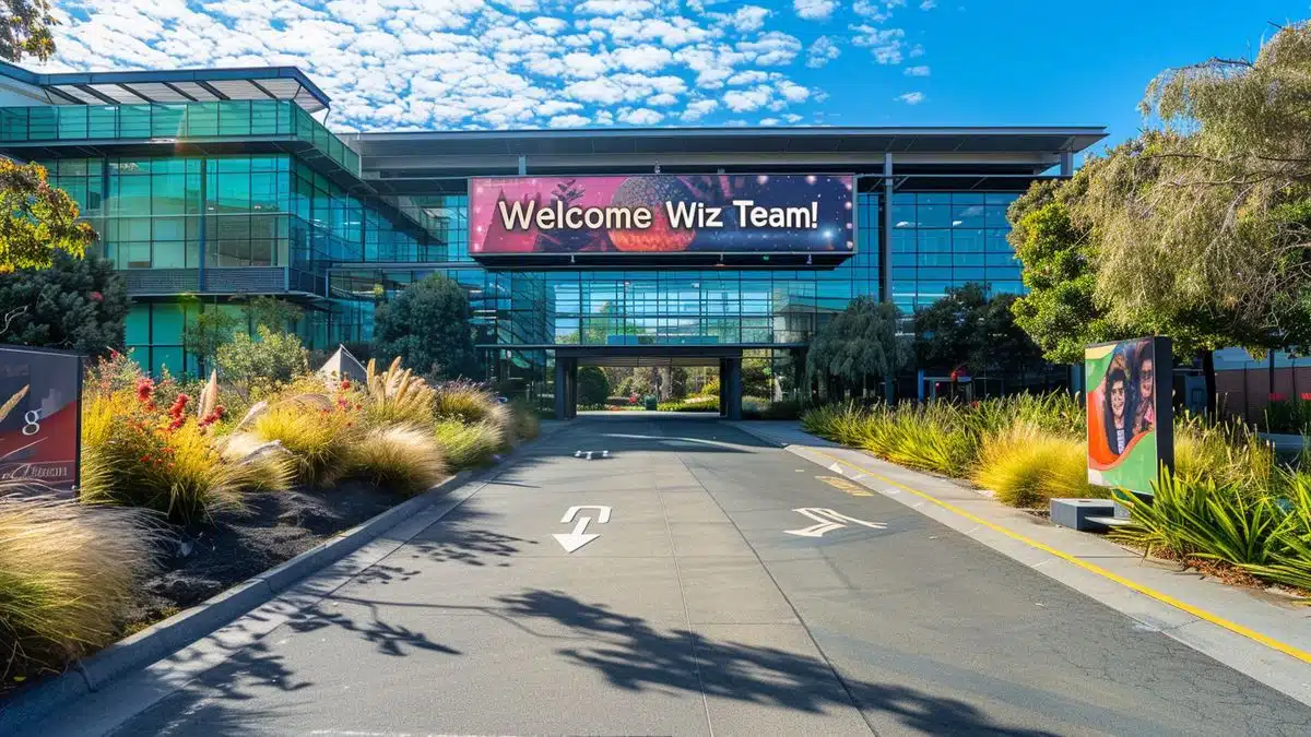 Campus de Google con un banner: 