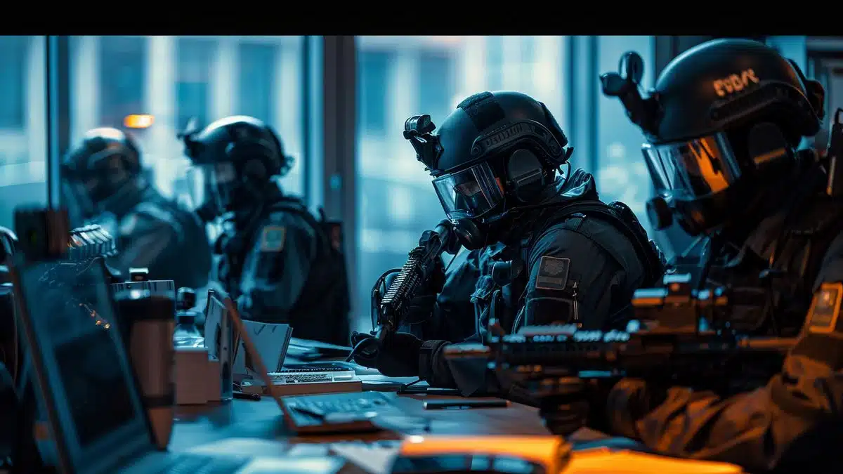 European police team collaborating on a massive operation at The Hague headquarters.